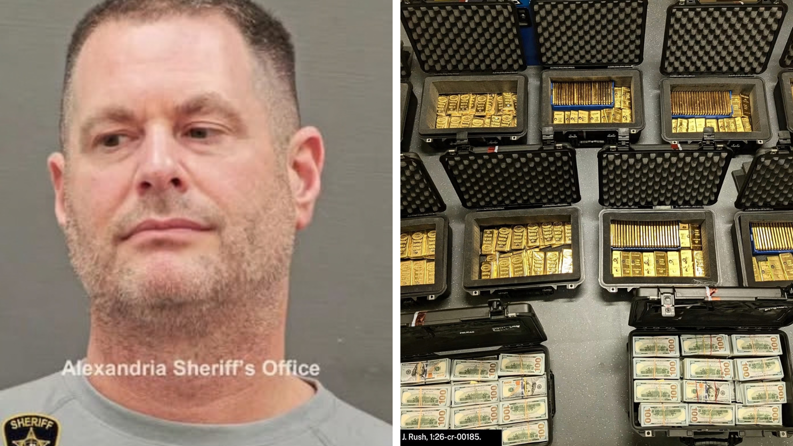 Gold bars seized during the investigation into former CIA executive David J. Rush