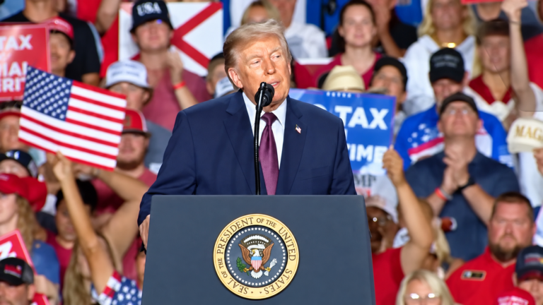 President Donald Trump speaks at a midterm campaign rally in Grand Island, Nebraska.